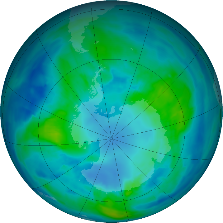 Antarctic ozone map for 17 April 2014